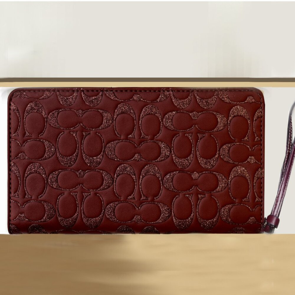 COACH Glitter Signature Large Phone Wallet Wristlet – Wine F80222 NWOT - Picture 4 of 4